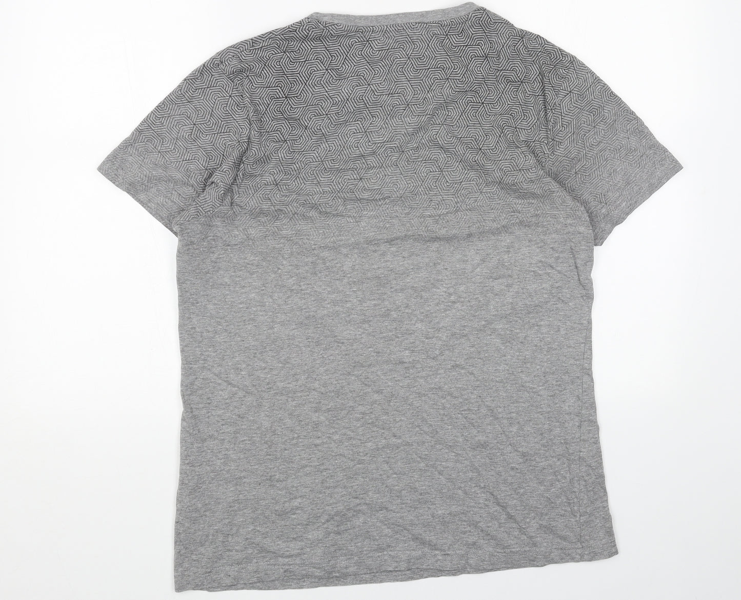 Fluid Mens Grey Cotton T-Shirt Size XL Round Neck