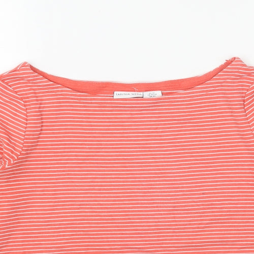 Tabitha Womens Red Striped Viscose Basic Blouse Size XS Boat Neck