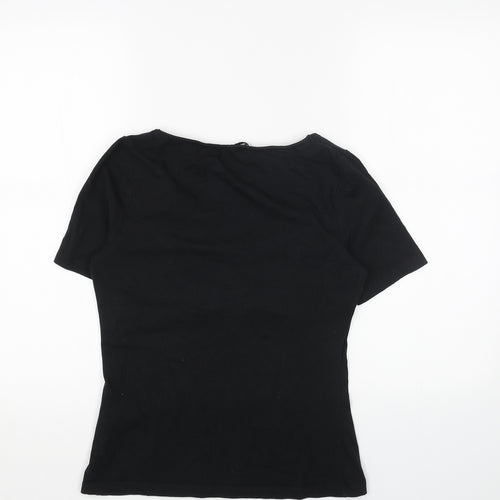 Warehouse Womens Black Cotton Basic T-Shirt Size 12 Sweetheart