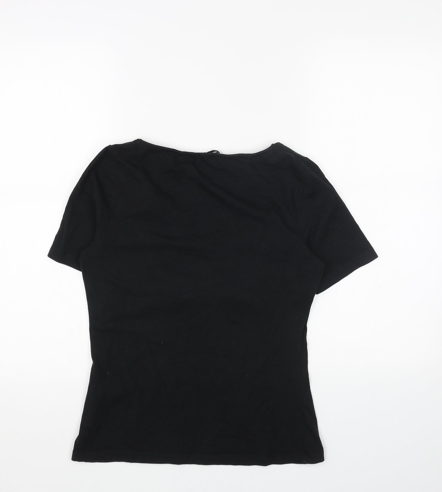 Warehouse Womens Black Cotton Basic T-Shirt Size 12 Sweetheart