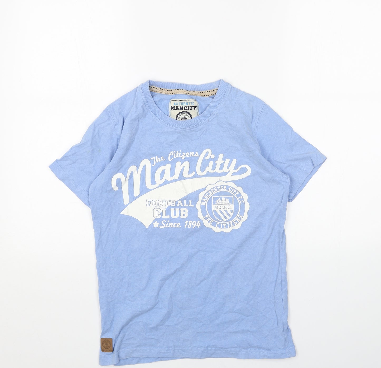 Manchester City FC Mens Blue Cotton T-Shirt Size S Round Neck