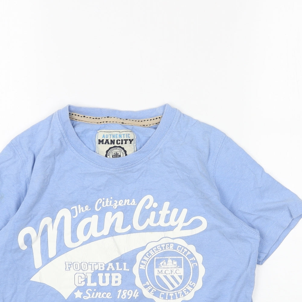 Manchester City FC Mens Blue Cotton T-Shirt Size S Round Neck