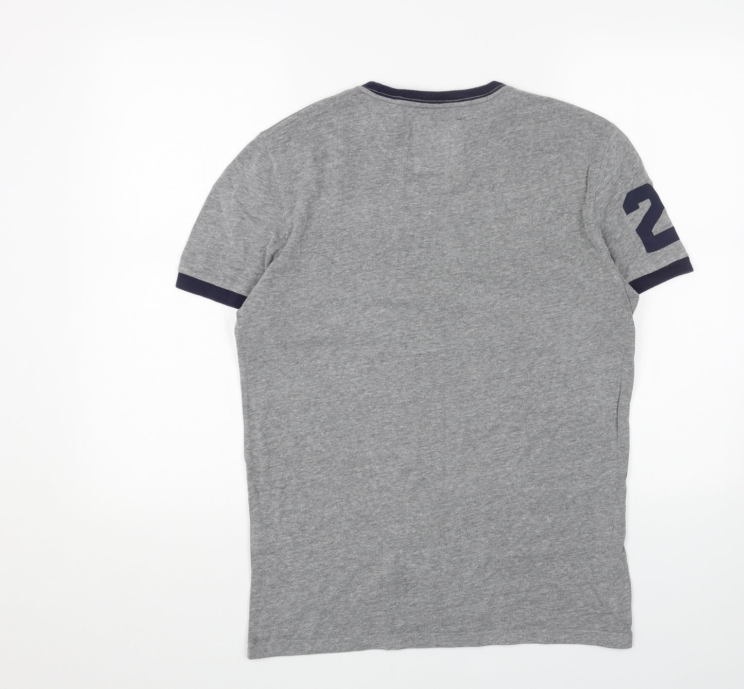 Superdry Mens Grey Cotton T-Shirt Size M Round Neck
