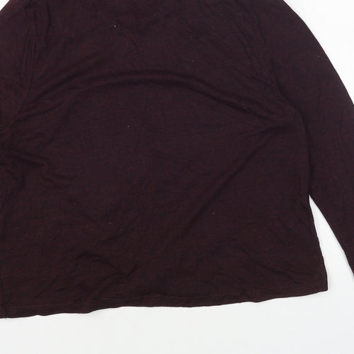 Red Herring Womens Purple Cotton Cropped Blouse Size 10 Scoop Neck - Knot Front