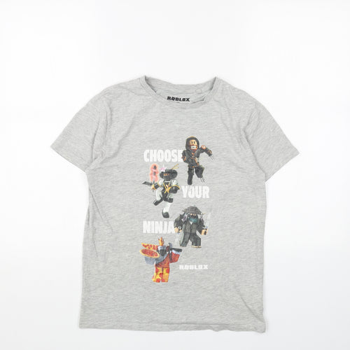 Roblox Boys Grey Cotton Basic T-Shirt Size 11 Years Round Neck Pullover - Ninja Roblox