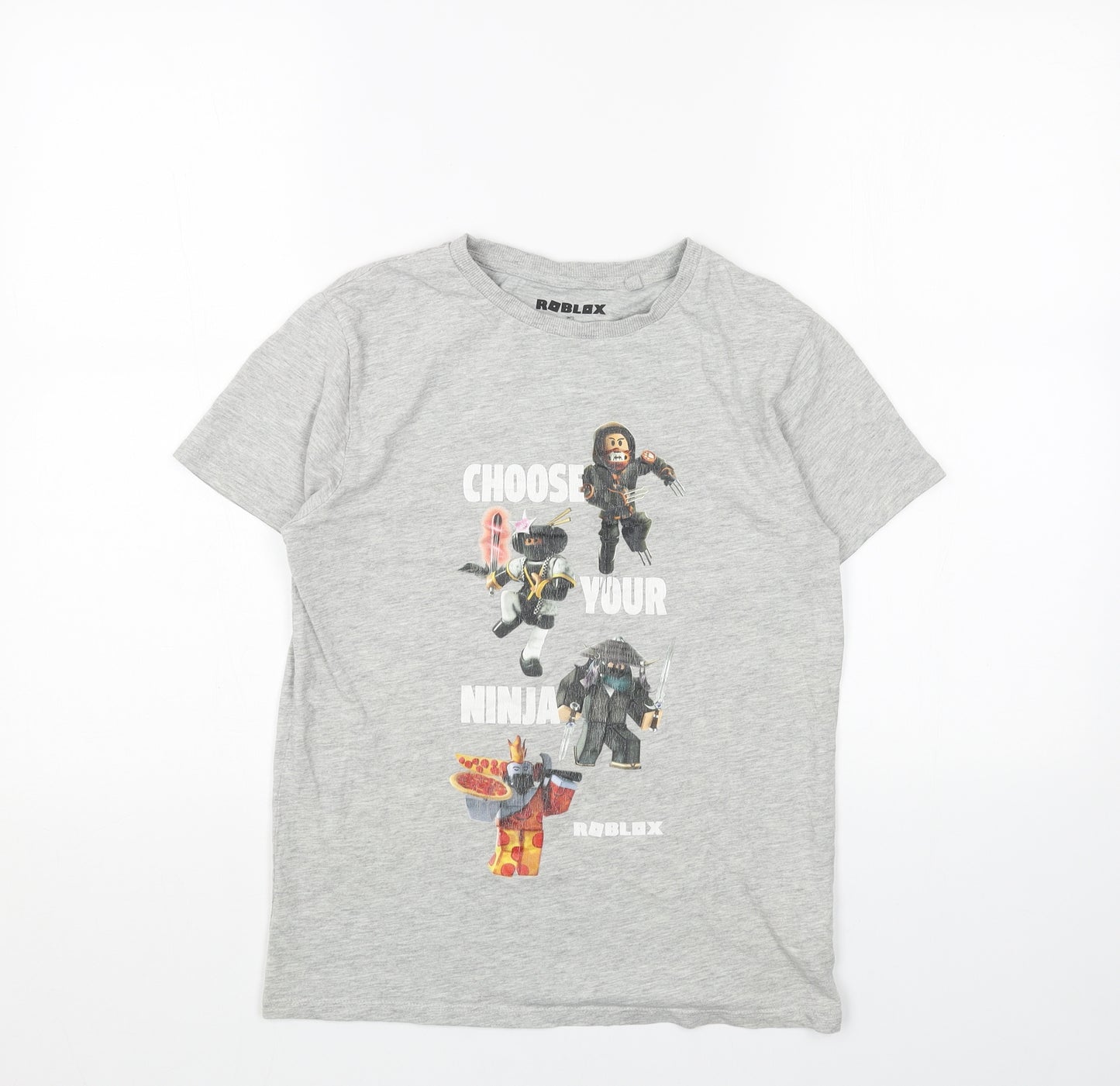 Roblox Boys Grey Cotton Basic T-Shirt Size 11 Years Round Neck Pullover - Ninja Roblox