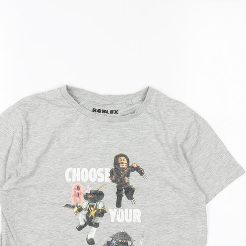 Roblox Boys Grey Cotton Basic T-Shirt Size 11 Years Round Neck Pullover - Ninja Roblox
