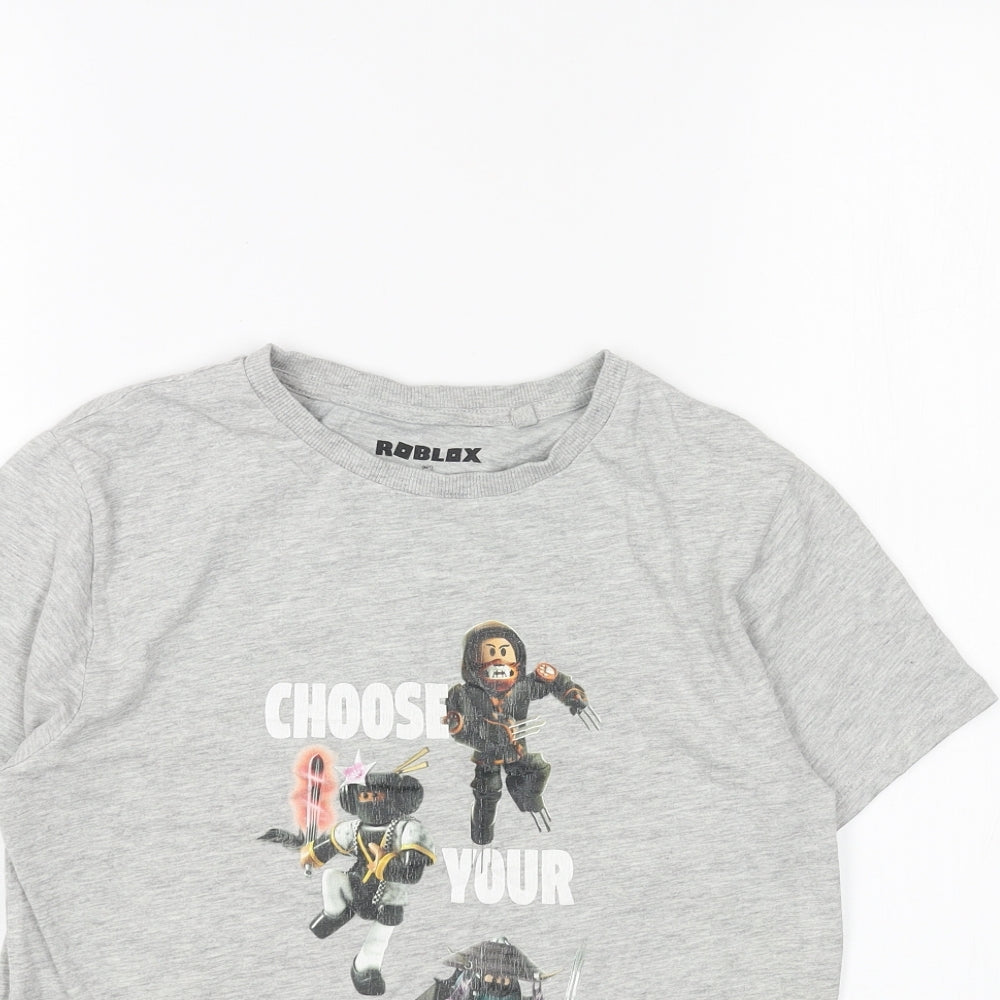 Roblox Boys Grey Cotton Basic T-Shirt Size 11 Years Round Neck Pullover - Ninja Roblox
