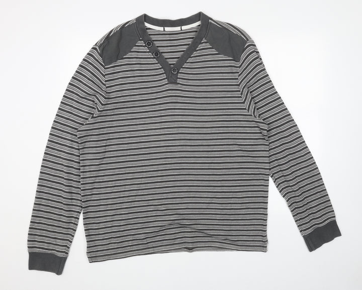 George Womens Grey Striped Cotton Pullover Sweatshirt Size XL Pullover