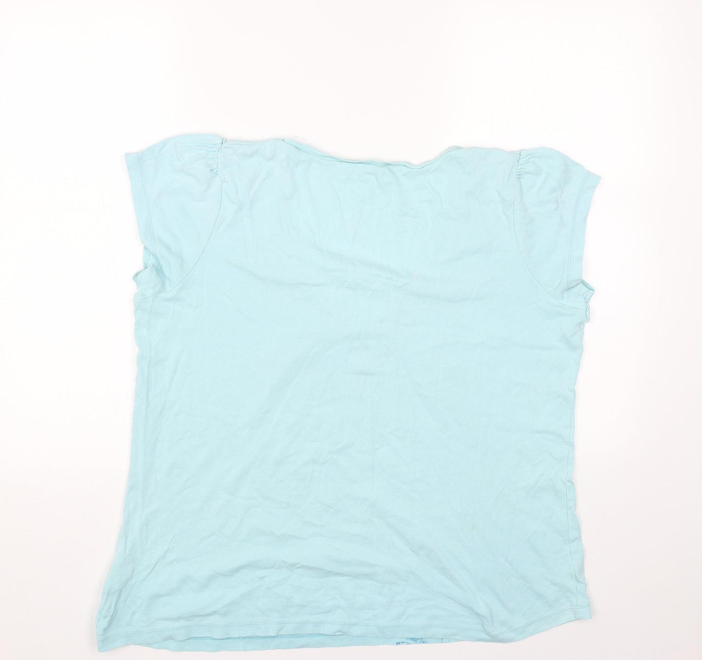 TU Womens Blue Floral Cotton Basic T-Shirt Size 20 Scoop Neck