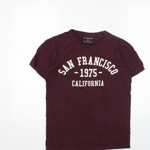 Primark Mens Red Cotton T-Shirt Size XS Round Neck - San Francisco