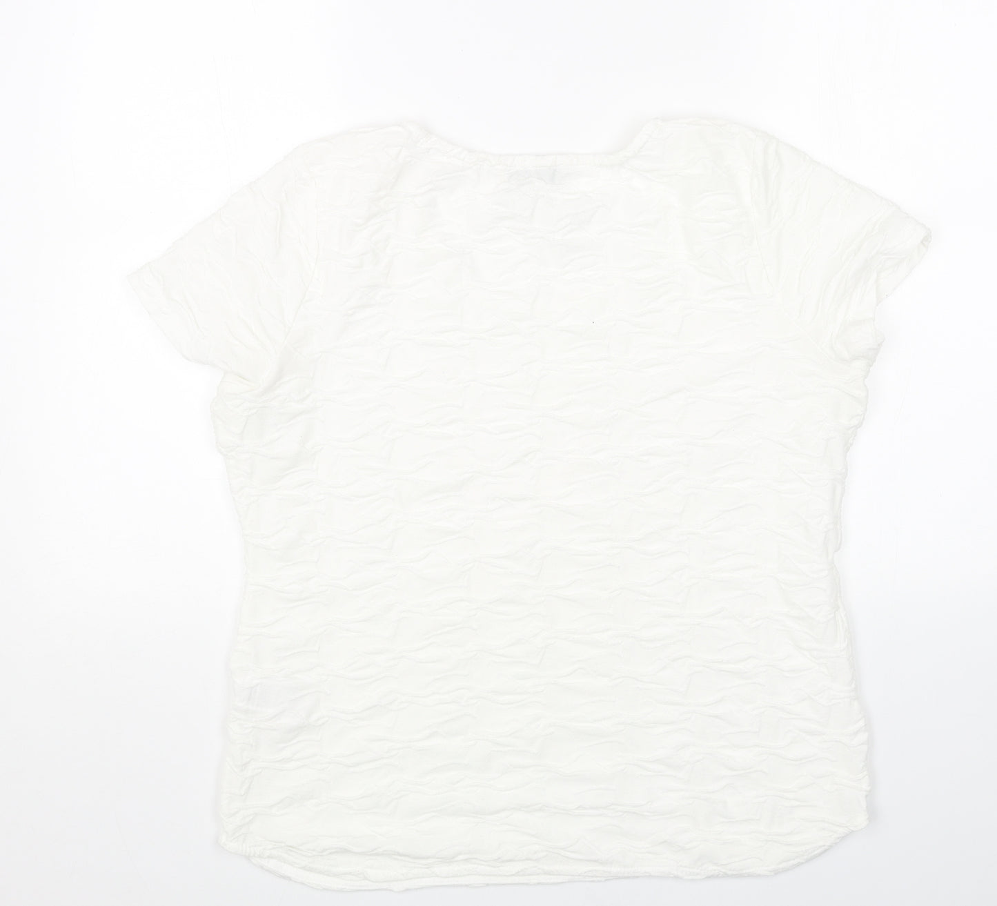 Per Una Womens White Cotton Basic T-Shirt Size 16 Scoop Neck - Textured