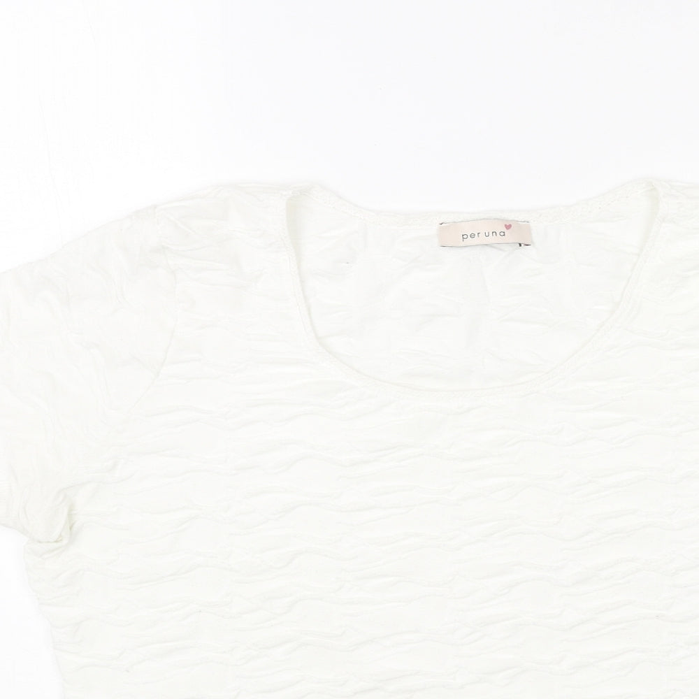 Per Una Womens White Cotton Basic T-Shirt Size 16 Scoop Neck - Textured