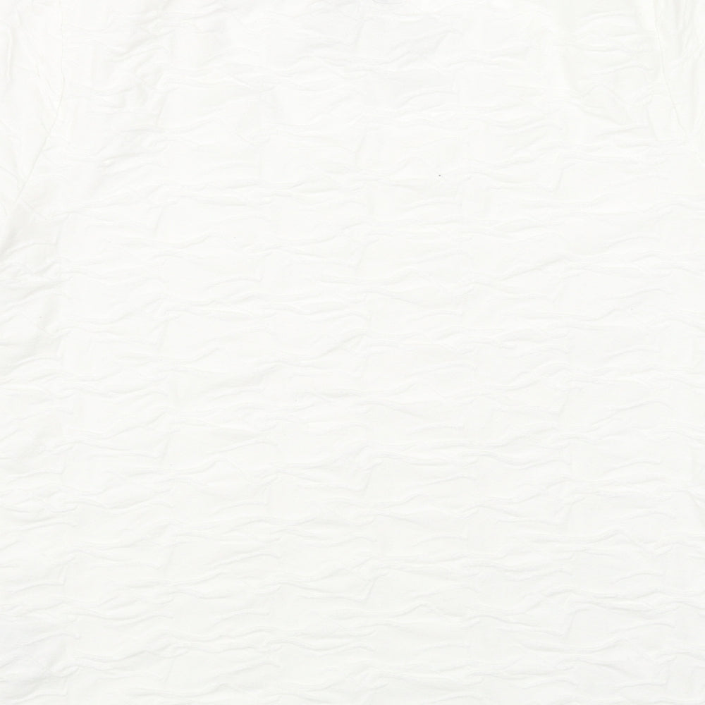 Per Una Womens White Cotton Basic T-Shirt Size 16 Scoop Neck - Textured