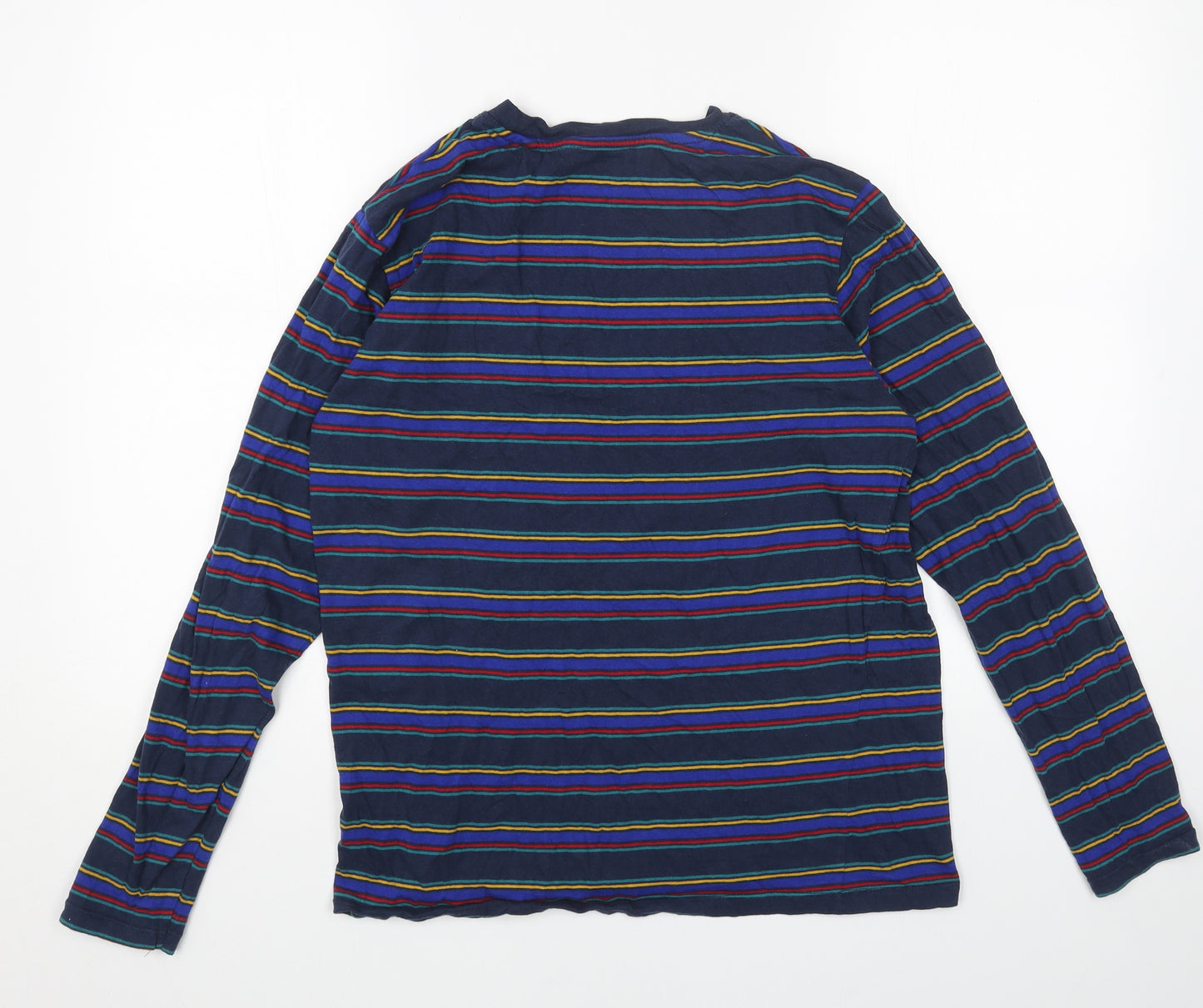 Primark Womens Multicoloured Striped Cotton Basic Blouse Size M Round Neck