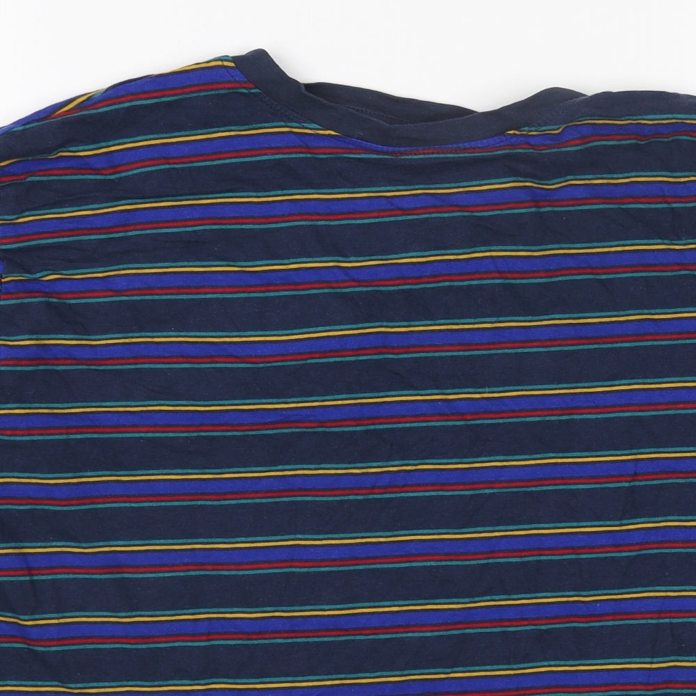 Primark Womens Multicoloured Striped Cotton Basic Blouse Size M Round Neck