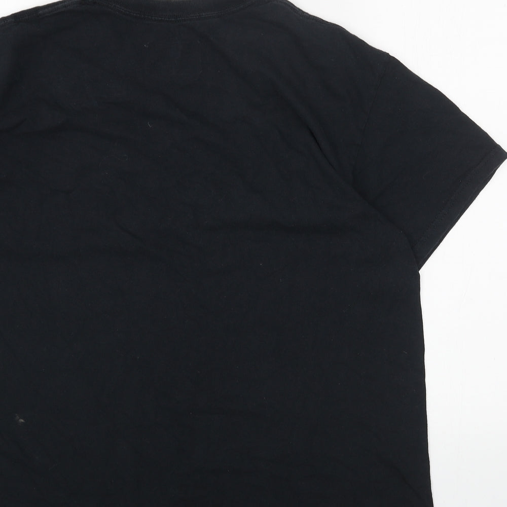 PRETTYLITTLETHING Womens Black Cotton Basic T-Shirt Size M Round Neck - Chinese Symbols
