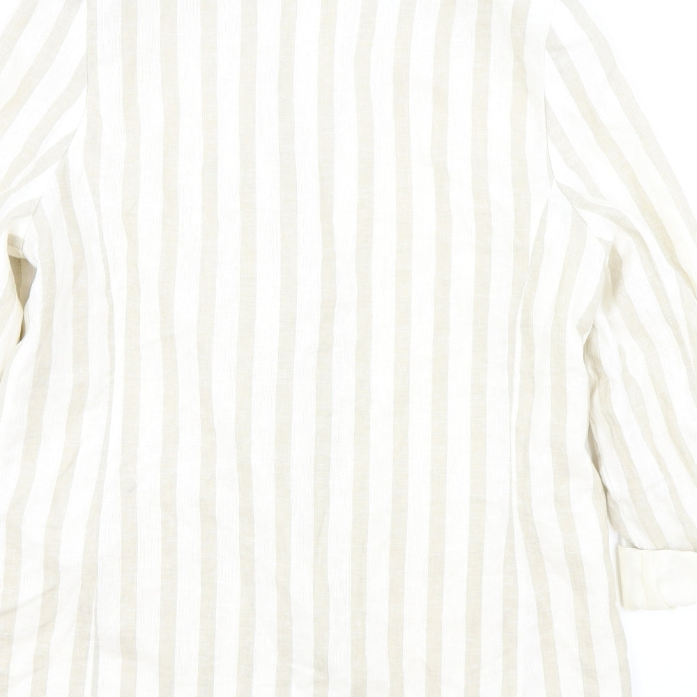 F&F Womens Beige Striped Jacket Blazer Size 16 Button