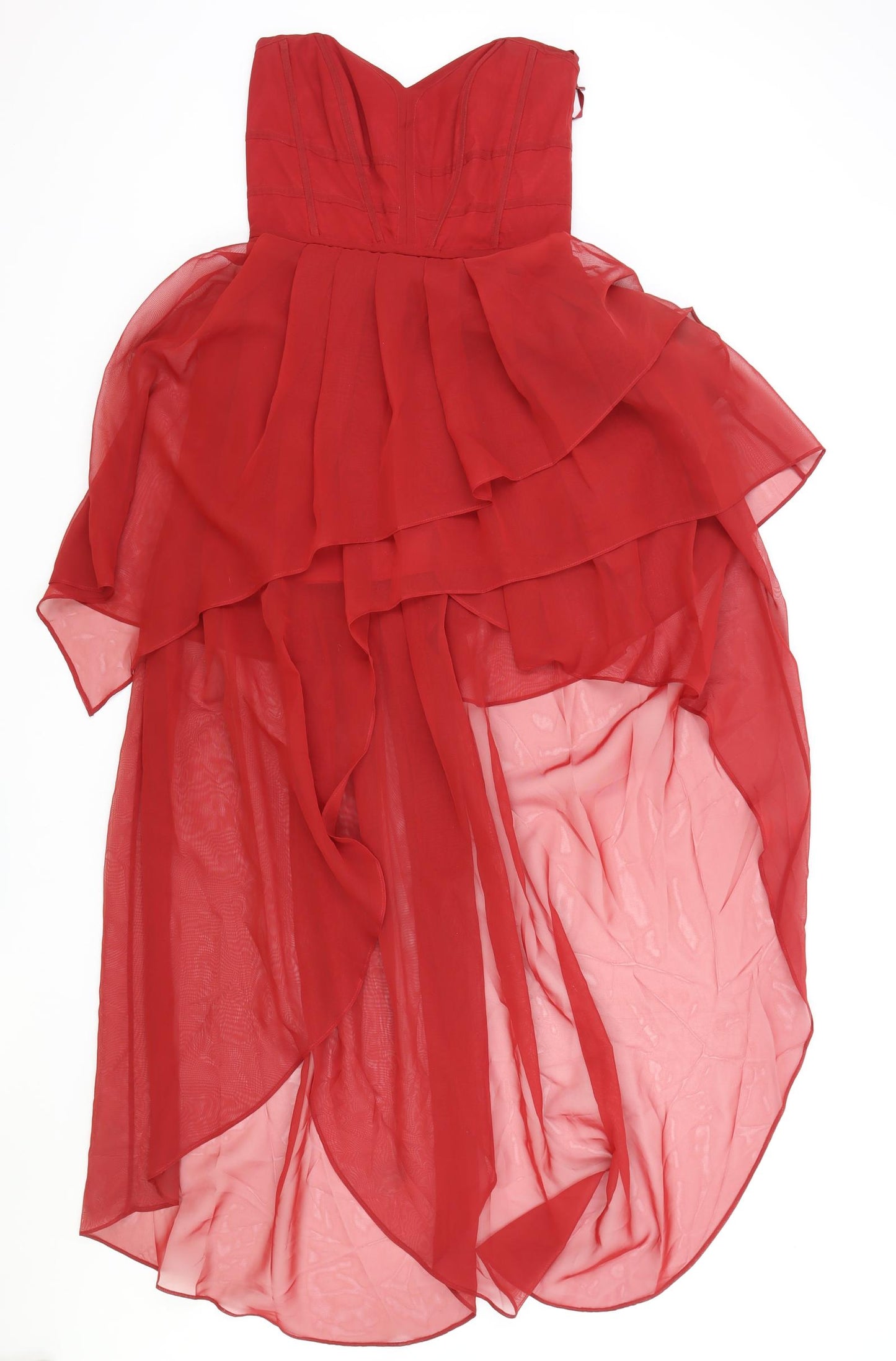 ASOS Womens Red Polyester Ball Gown Size 8 Sweetheart Zip