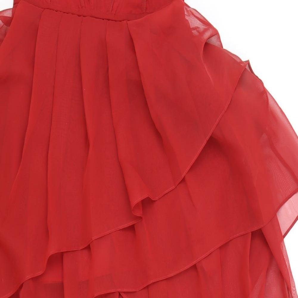 ASOS Womens Red Polyester Ball Gown Size 8 Sweetheart Zip