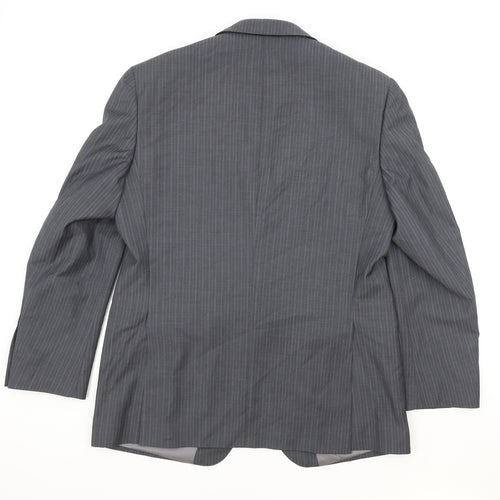 Marks and Spencer Mens Grey Striped Wool Jacket Suit Jacket Size 42 Regular