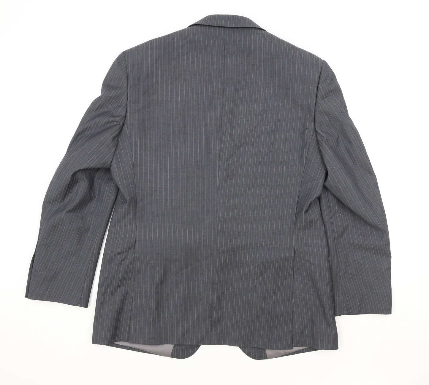 Marks and Spencer Mens Grey Striped Wool Jacket Suit Jacket Size 42 Regular
