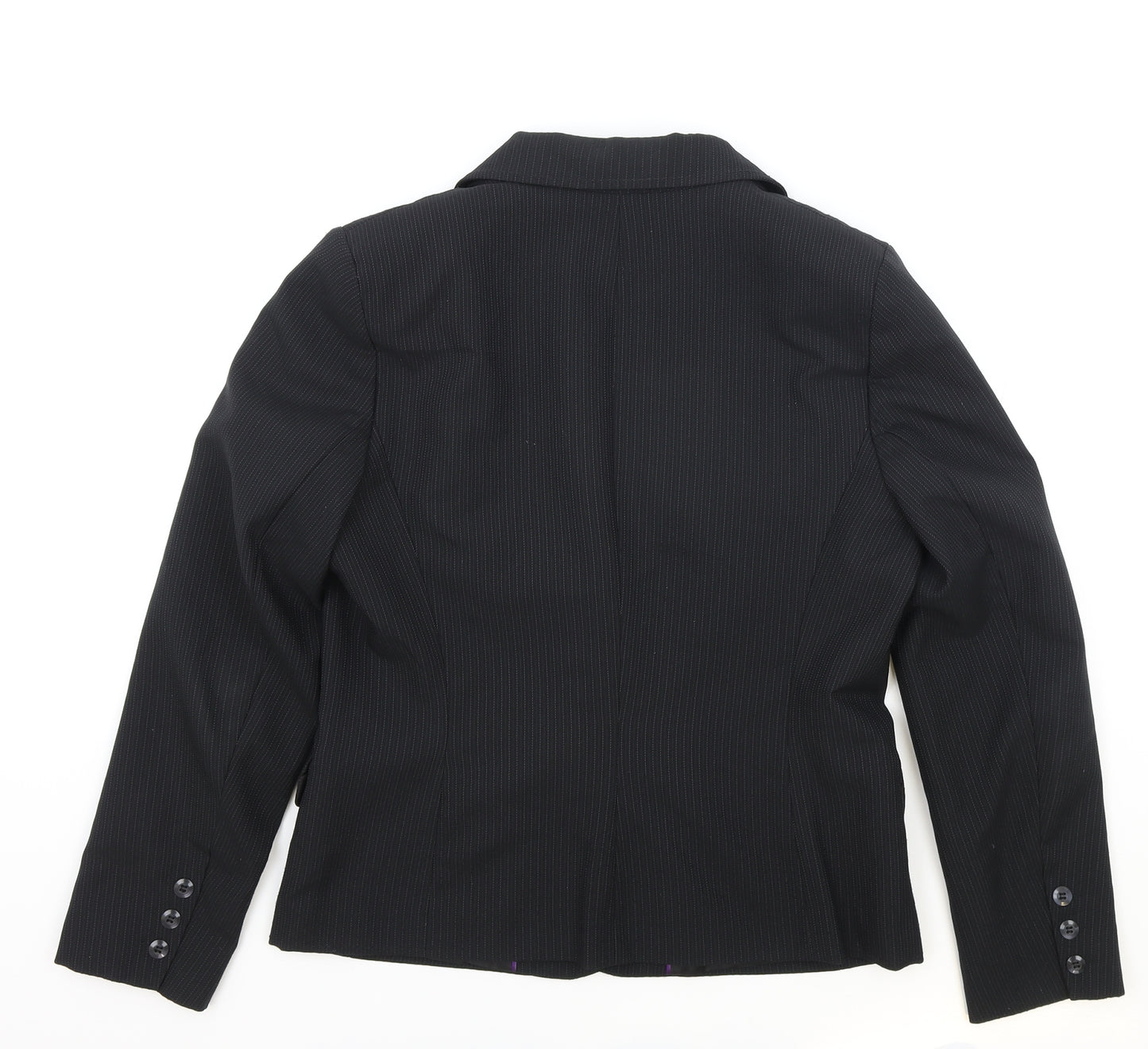 Papaya Womens Black Striped Polyester Jacket Blazer Size 14