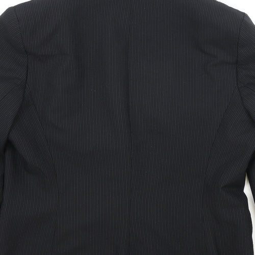 Papaya Womens Black Striped Polyester Jacket Blazer Size 14