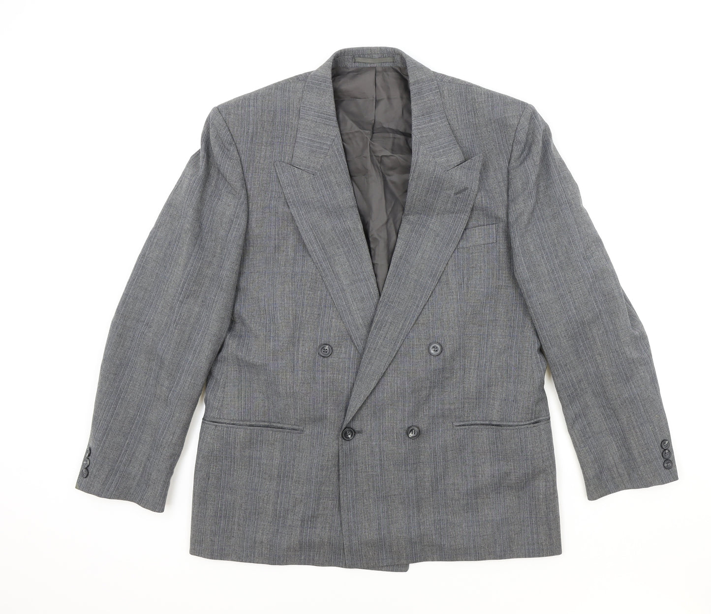 St Michael Mens Grey Striped Wool Jacket Suit Jacket Size 40 Regular