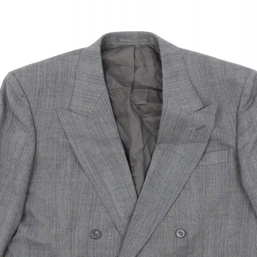 St Michael Mens Grey Striped Wool Jacket Suit Jacket Size 40 Regular