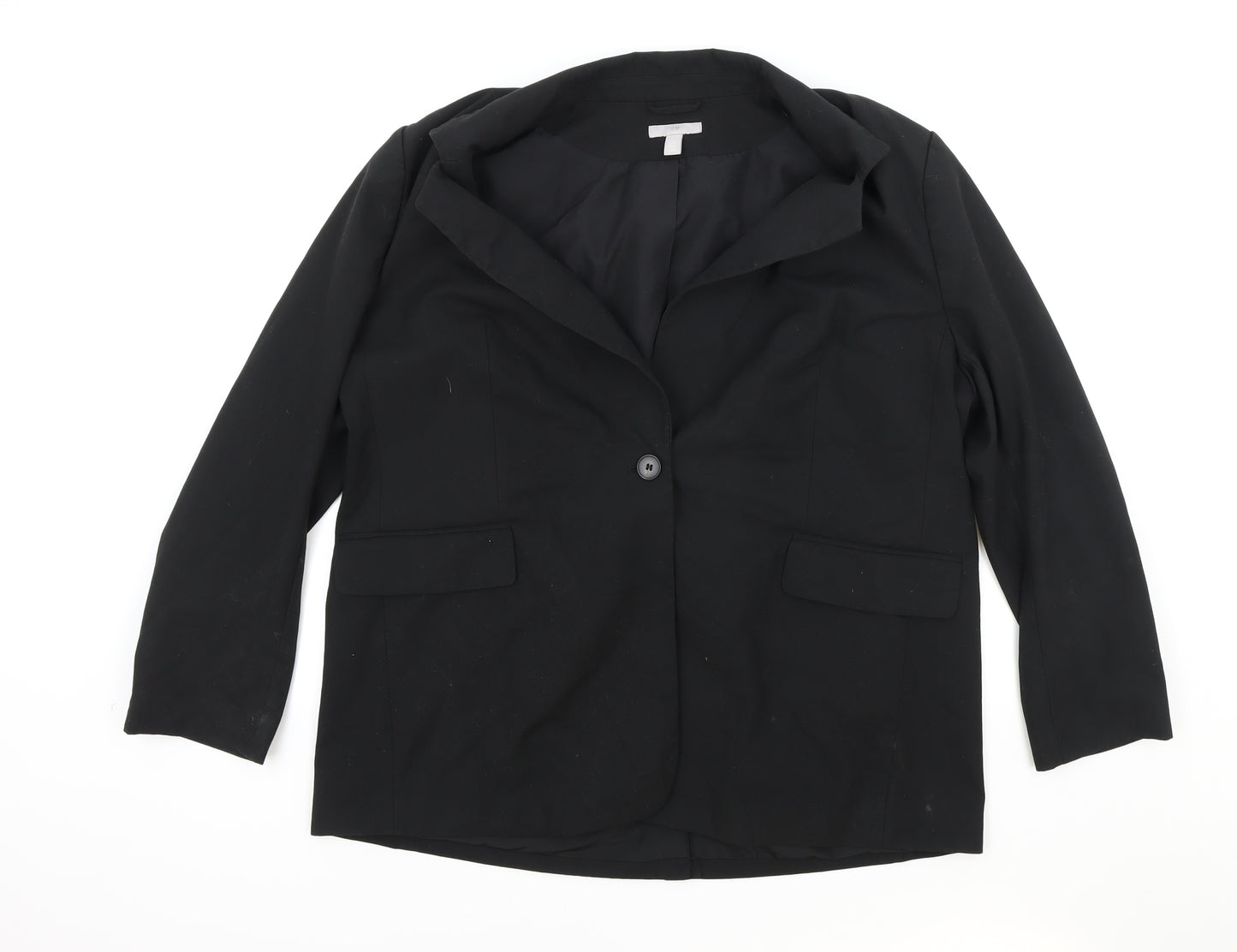 H&M Womens Black Polyester Jacket Blazer Size XL