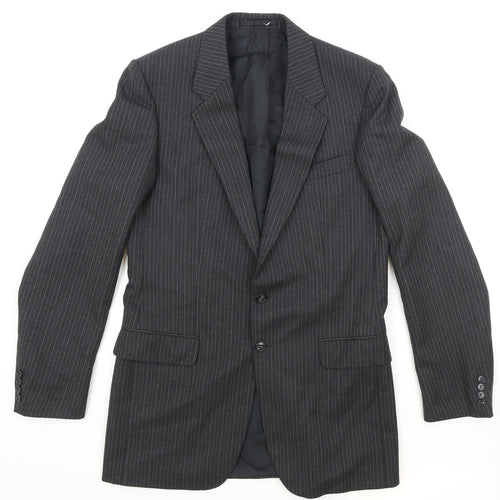 St Michael Mens Grey Striped Polyester Jacket Suit Jacket Size 38 Regular