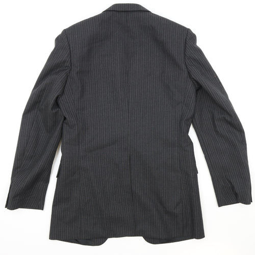 St Michael Mens Grey Striped Polyester Jacket Suit Jacket Size 38 Regular
