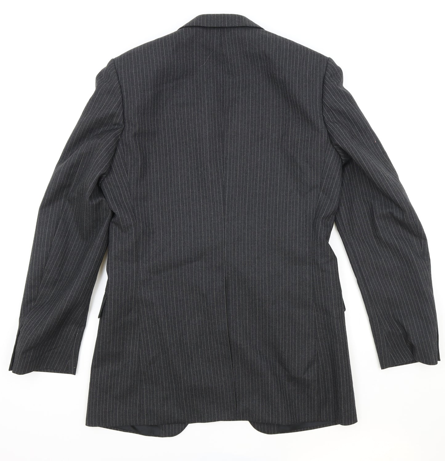 St Michael Mens Grey Striped Polyester Jacket Suit Jacket Size 38 Regular