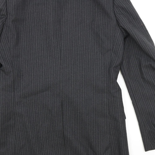 St Michael Mens Grey Striped Polyester Jacket Suit Jacket Size 38 Regular