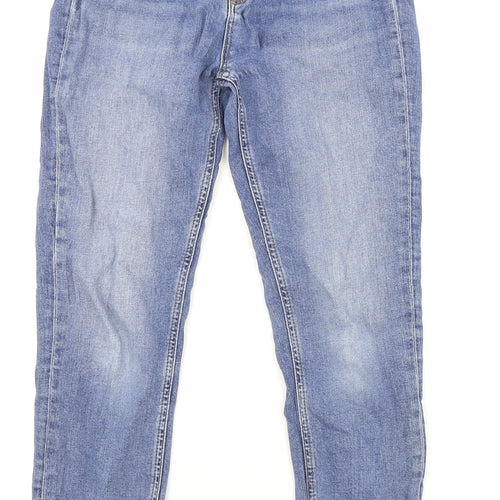Jack Wills Mens Blue Cotton Skinny Jeans Size 29 in Regular Zip - Distressed Hems