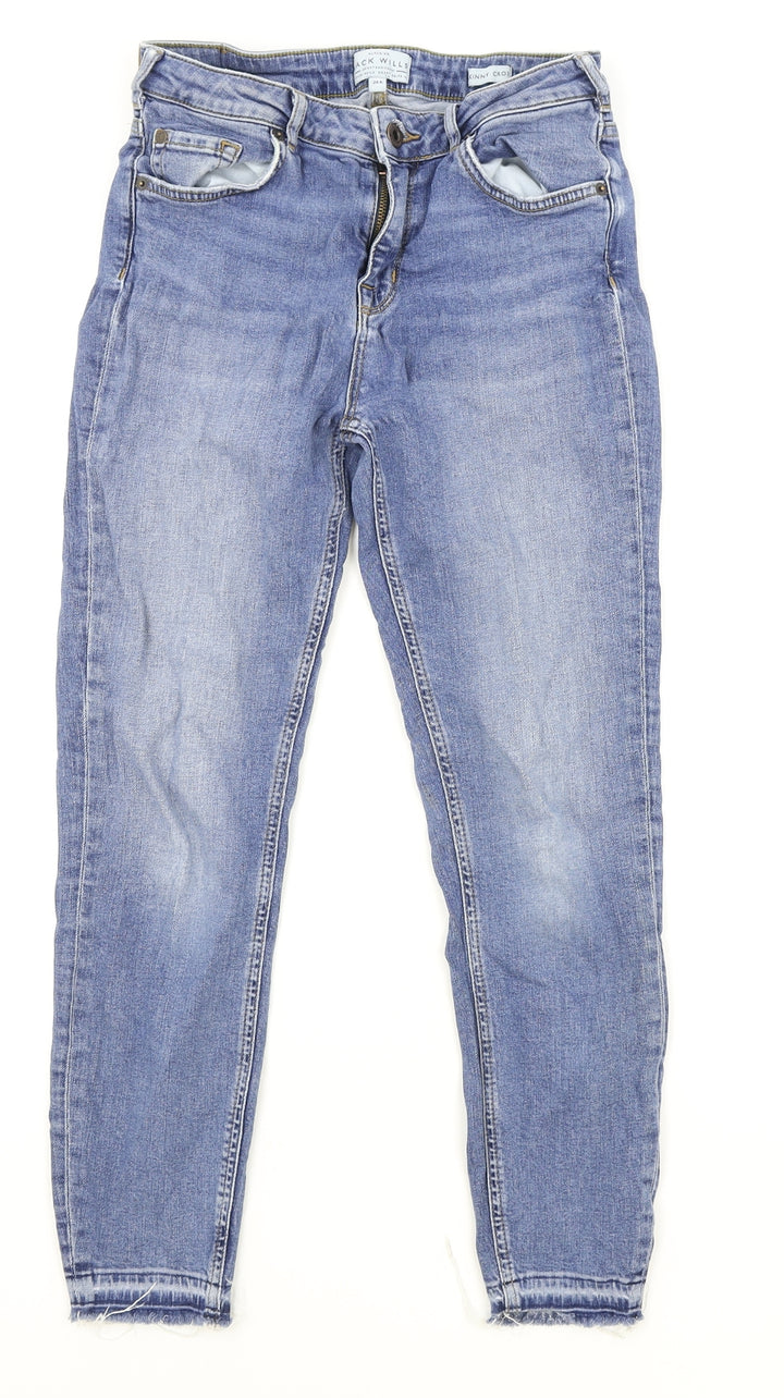 Jack Wills Mens Blue Cotton Skinny Jeans Size 29 in Regular Zip - Distressed Hems