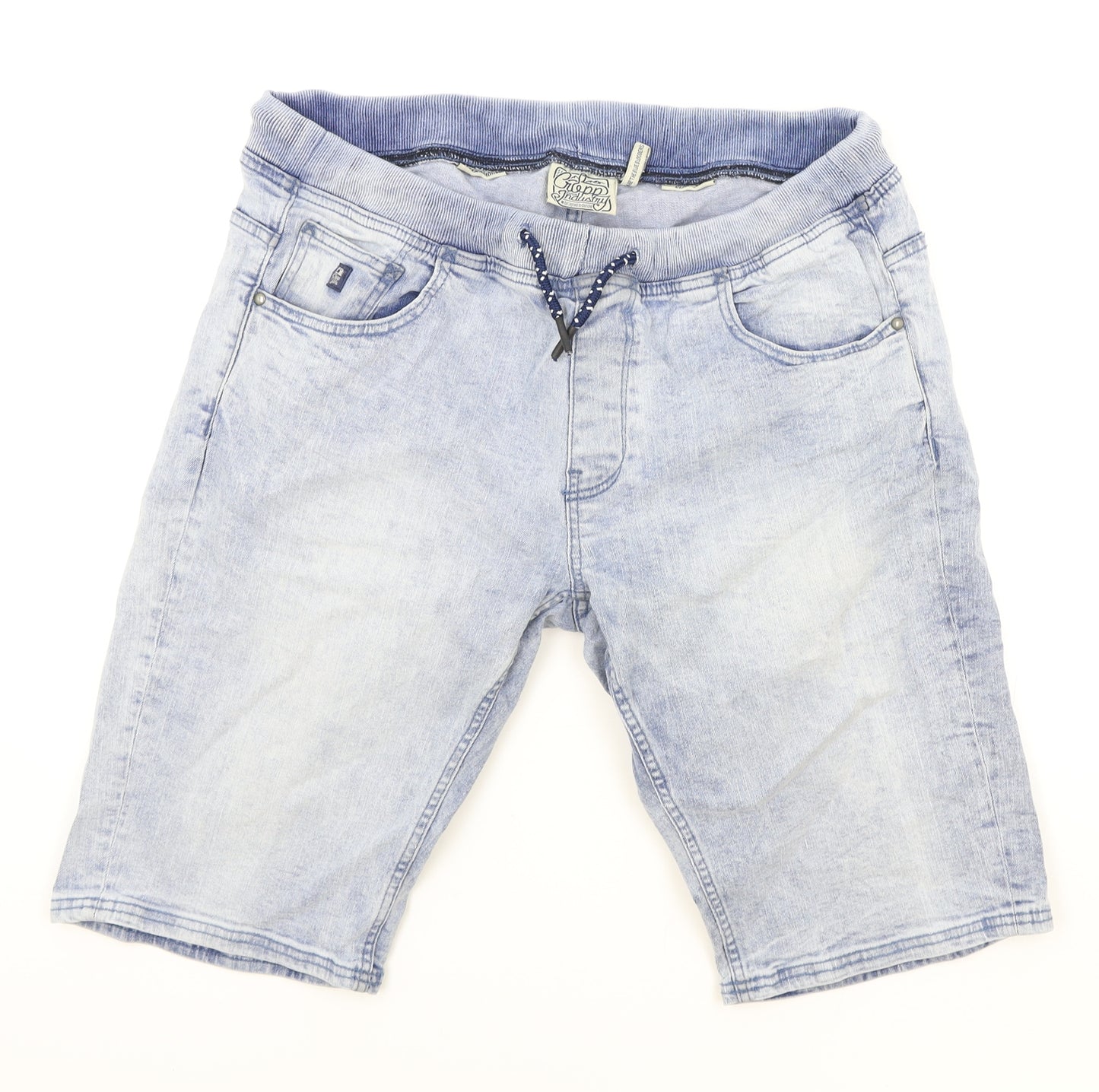 Crepp Denim Industry Mens Blue Cotton Biker Shorts Size 36 in Regular Drawstring