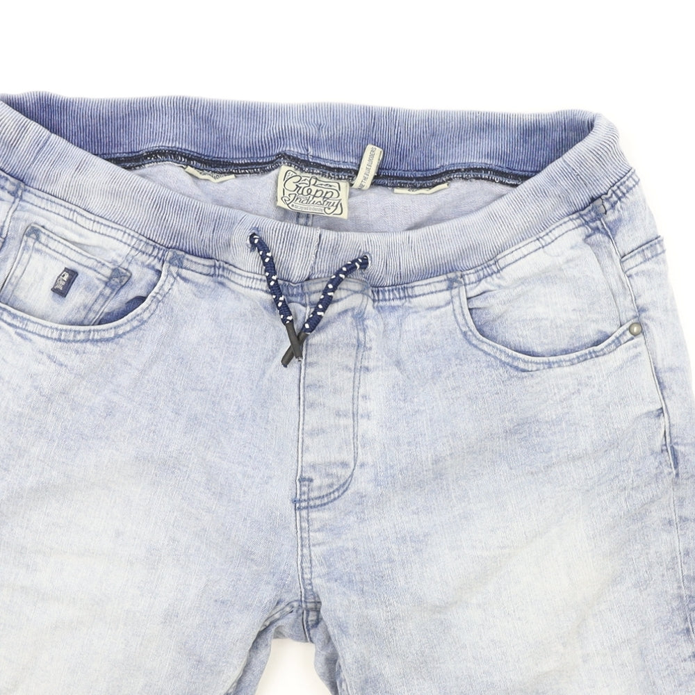 Crepp Denim Industry Mens Blue Cotton Biker Shorts Size 36 in Regular Drawstring