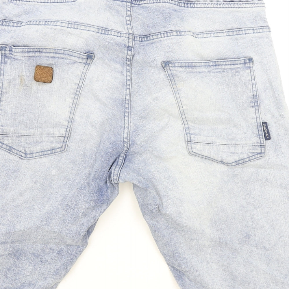 Crepp Denim Industry Mens Blue Cotton Biker Shorts Size 36 in Regular Drawstring