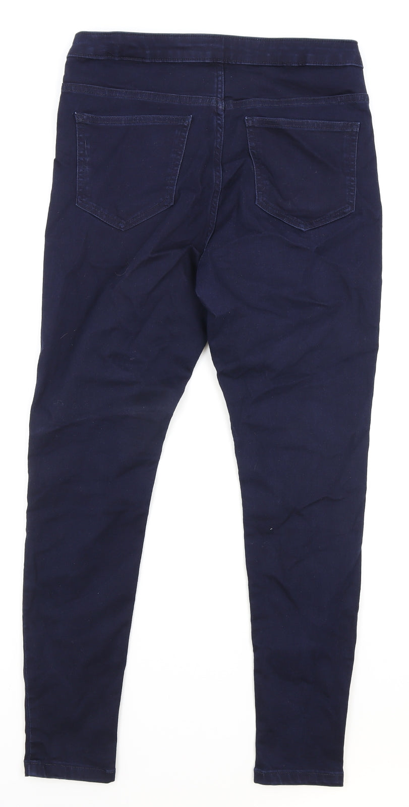 Marks and Spencer Womens Blue Cotton Skinny Jeans Size 12 Regular Zip