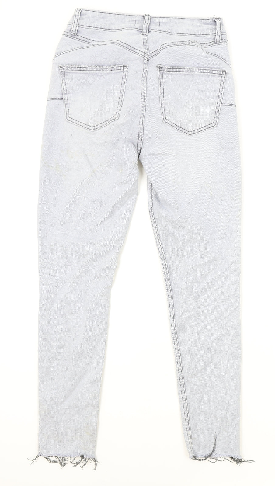 Primark Womens Grey Herringbone Cotton Skinny Jeans Size 10 Regular Zip