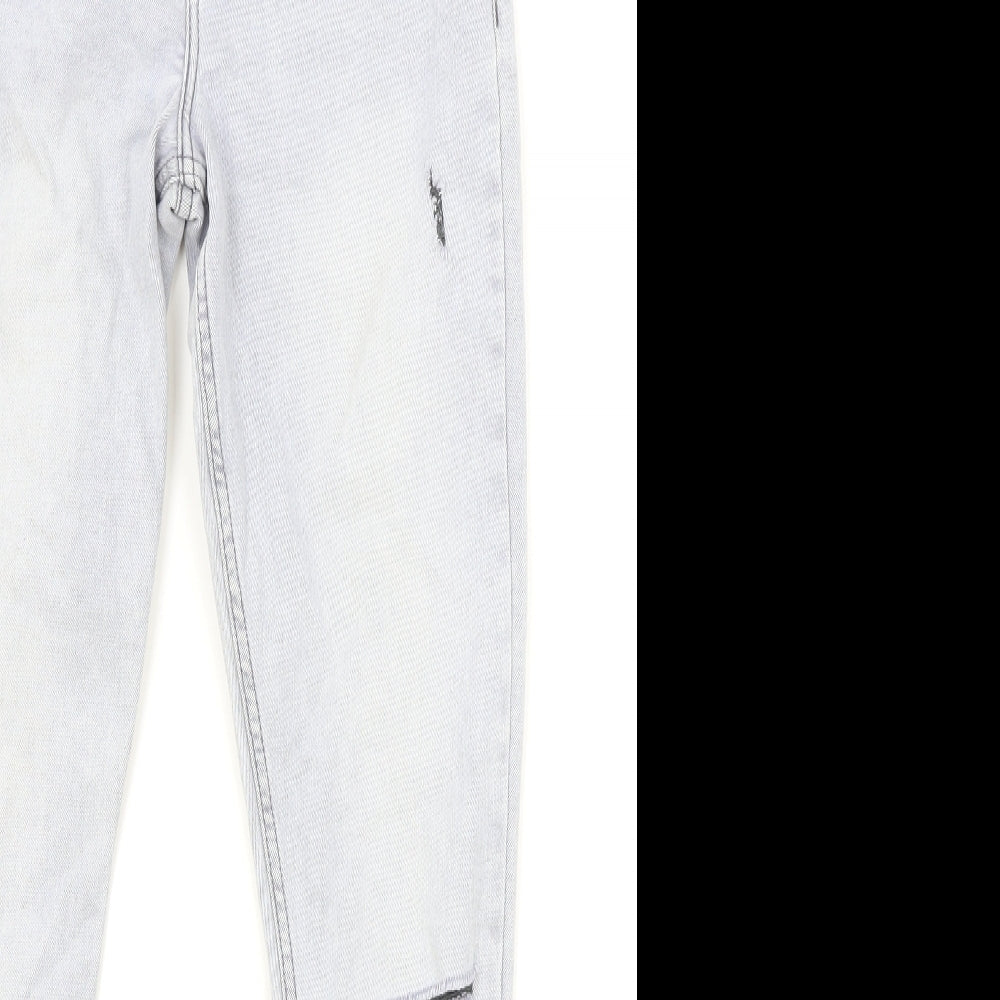 Primark Womens Grey Herringbone Cotton Skinny Jeans Size 10 Regular Zip