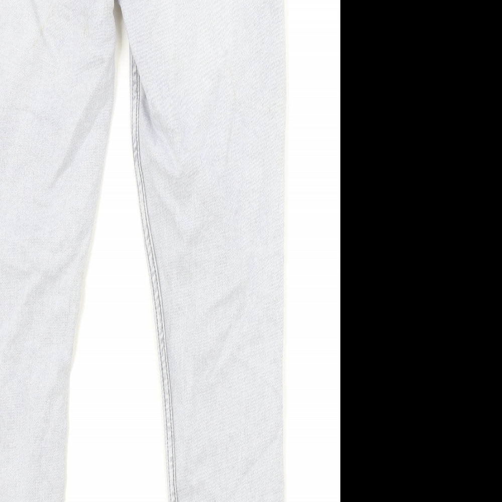 Primark Womens Grey Herringbone Cotton Skinny Jeans Size 10 Regular Zip