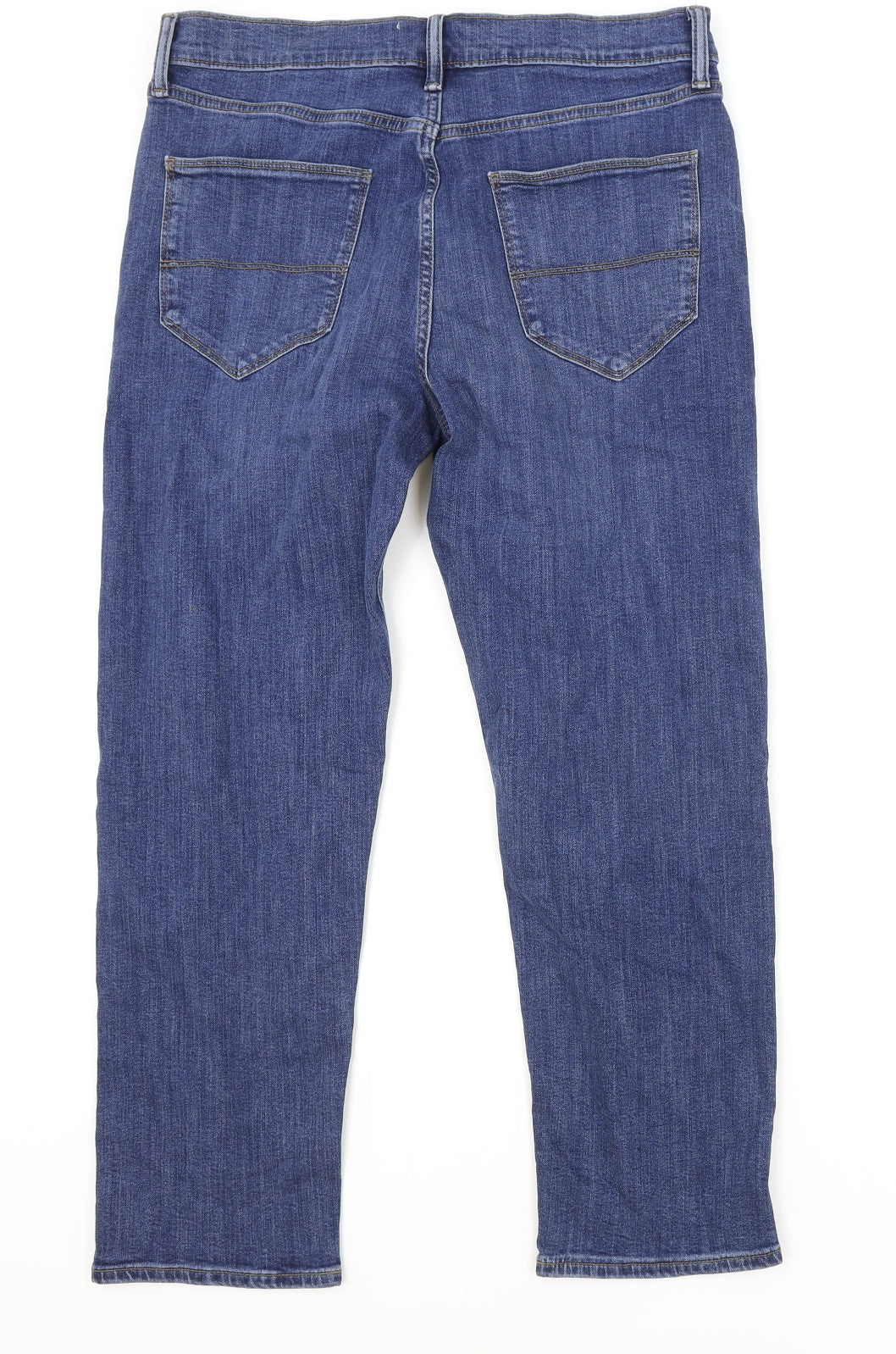 Marks and Spencer Mens Blue Cotton Straight Jeans Size 32 in Regular Zip