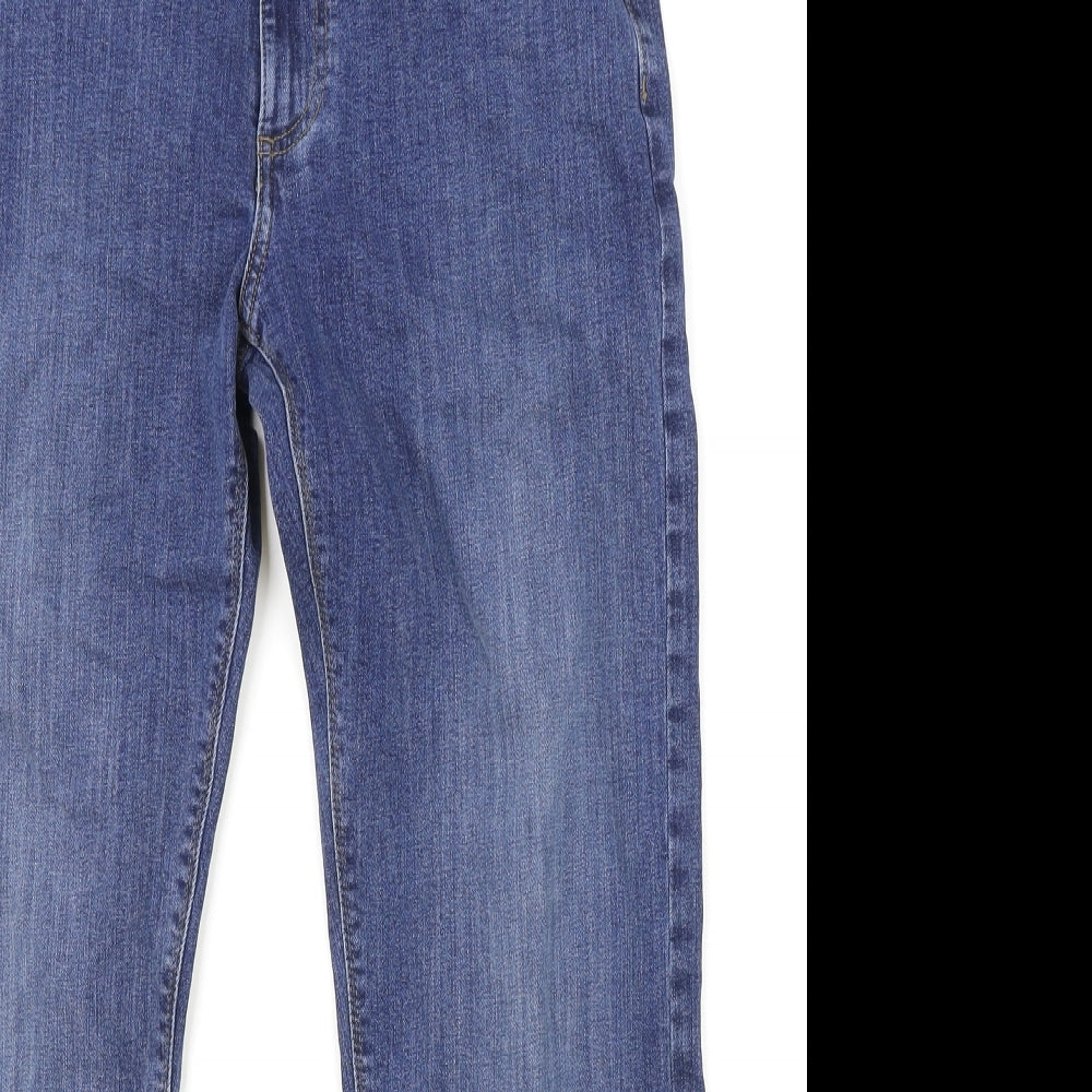 Marks and Spencer Mens Blue Cotton Straight Jeans Size 32 in Regular Zip