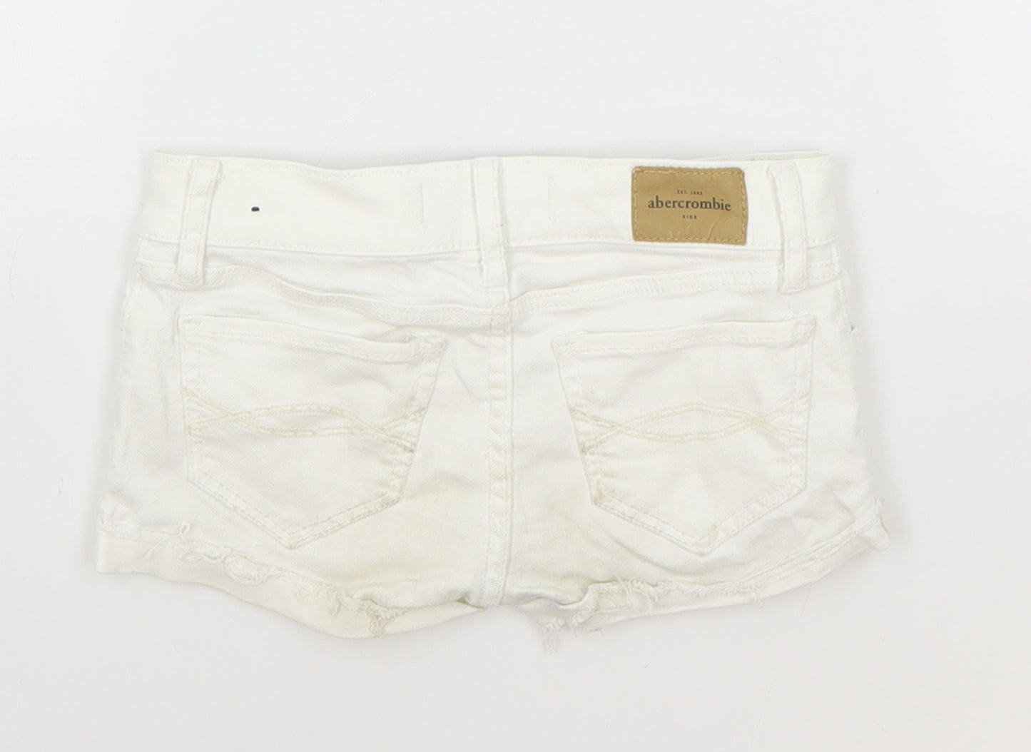 Abercrombie & Fitch Girls White Cotton Hot Pants Shorts Size 10 Years Regular Zip