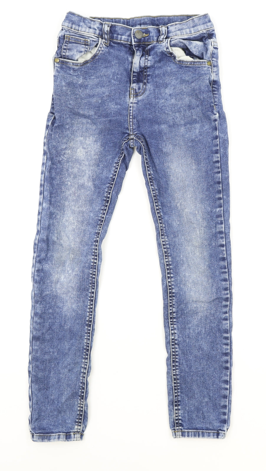 Preworn Boys Blue Cotton Skinny Jeans Size 11-12 Years Regular Zip
