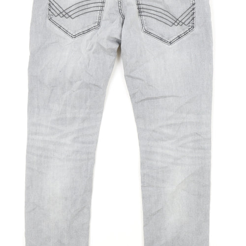 TOM TAILOR Mens Grey Cotton Straight Jeans Size 30 in Regular Zip