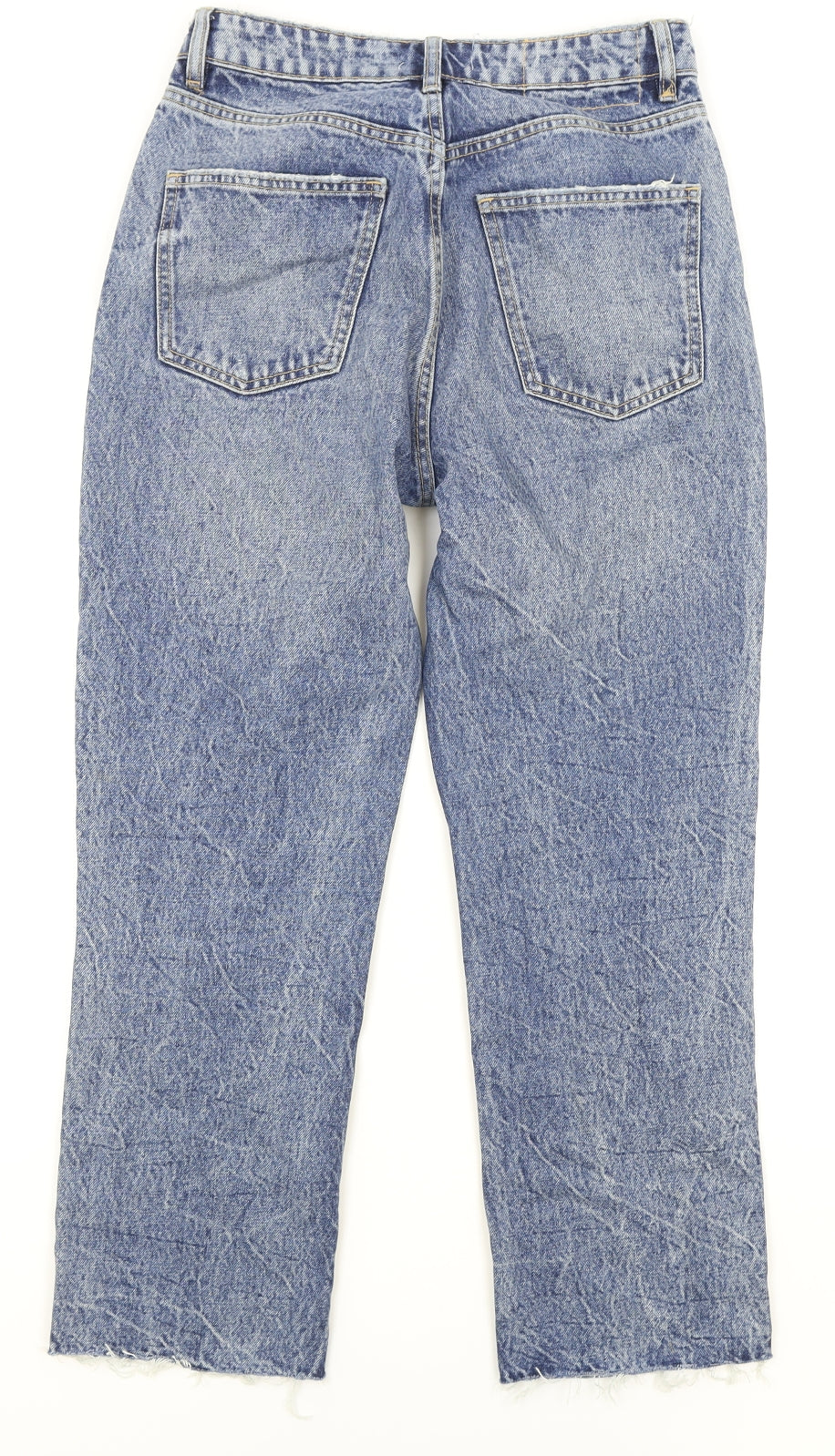 Zara Womens Blue Cotton Straight Jeans Size 8 Regular Button